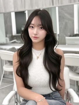 マウルルナ(MAEUL luna) ロングレイヤー　くびれ巻き　流し前髪『MAEUL luna 桔川』