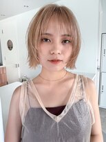 タス(tas) ハイトーンベージュボブ似合わせ顔周りカット顔まわりレイヤー