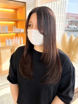 ユラギ フロム ユイマァル 倉敷(YURAGI from YUIMARL) 倉敷レイヤーカット20代30代40代ブラウンカラー顔周りカット