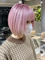 ダブルカラーピンクベージュベージュカラーケアブリーチレイヤー