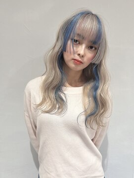 イル(ill) ダブルカラー デザインカラー 水色 波巻き