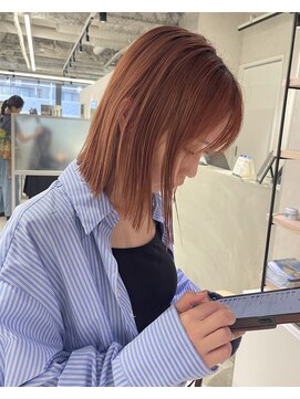 キートス(Kiitos) オレンジカラーボブ切りっぱなしボブ
