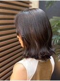 イメチェンこなれミディくびれヘア外ハネ切りっぱなしうるツヤ