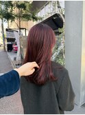 細めハイライト 暖色カラー ピンクバイオレット