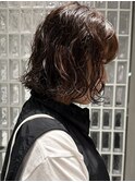 天神大名顔周りレイヤーカットミディアムボブタッセルボブパーマ