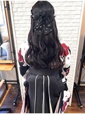 袴×ハーフアップ