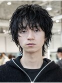 メンズパーマサーフカール波巻きパーマセンターパートウルフ