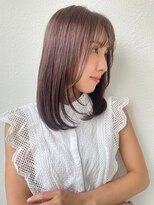カバーヘア ブリス 志木南口駅前店(COVER HAIR bliss)&nbsp;髪質改善ミディアムレイヤー/夏ブリーチなしカラー/顔周りp志木