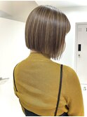 ベージュハイライト_前下がりボブ_白髪ぼかし【GRAFF蔵前】