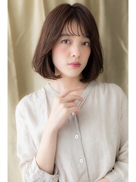 カバーヘア ブリス 志木南口駅前店(COVER HAIR bliss) モカブラウン内巻きワンカール前下がりボブTa2志木20代30代40代