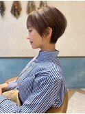 ショート×ハイライト白髪ぼかし×切りっぱなしボブ[心斎橋]