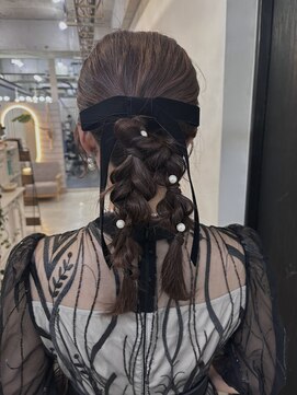 ジゼル 博多(GiseL) 【杏実】編み下ろしツイン　結婚式ヘアセット　参列ヘア