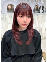 レイラバイアフロート 吉祥寺(Lila by afloat)&nbsp;韓国ヘア/レイヤーカット/フルバング/ワインレッド/ボルドー