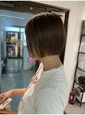 大人ショートボブ丸みショートカットマッシュショート前髪あり