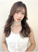 セミロングやわらか艶モテブラウンベージュ