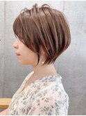 Say.ロングレイヤーお団子ヘアフィッシュボーンチェリーブラウン