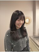 ケア透明感オリーブグレージュカラー顔まわりレイヤーカット韓国