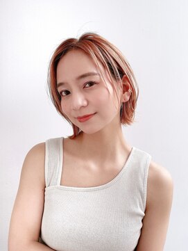 リブランド 銀座(REBRAND) ハイトーンピンクベージュ耳掛けボブ前髪長め