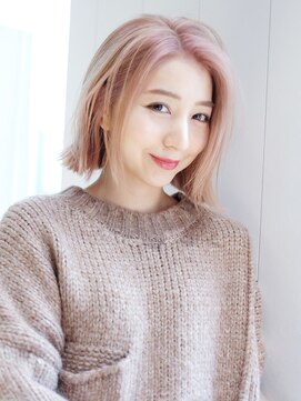 アルバム 銀座(ALBUM GINZA) ハイトーンボブ_ホワイトアッシュエアリーミディ_58256