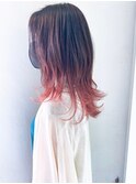 グラデーションカラー_マロンベージュ Aラインボブ かきあげ