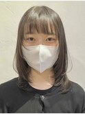 黒髪/グレーベージュ/レイヤーロング/前髪パーマ/向ケ丘遊園
