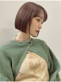 切りっぱなしボブ/エアリーロング/美髪/ピンクブラウン/ボブ
