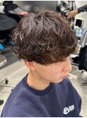 再現性高い波巻きスパイラルパーマ×刈り上げマッシュ