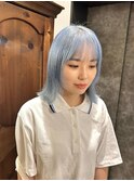 【カイセイ】シルバーブルー顔まわりレイヤーミディアムボブ