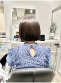 大人可愛い切りっぱなしタッセルボブ20代30代ベージュブラウン