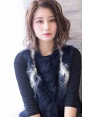 ラベンダーミルクティー刈り上げマッシュショートくすみベージュ