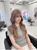 ミルクティーベージュ オルチャンレイヤー レイヤーロング