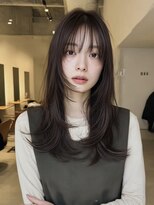 ケシキ 表参道 原宿(kesiki.)&nbsp;ミディアムレイヤー顔周りカットハッシュカットワンホンレイヤー