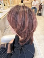 アッシュ 仙川店(Ash)&nbsp;50代白髪ぼかしハイライト×艶ピンクベージュ顔周りレイヤー