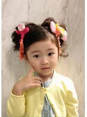 ツインテールが可愛い3歳七五三ヘア