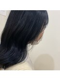 韓国風/ブルーブラック/青髪/暗髪カラー/ウェーブ