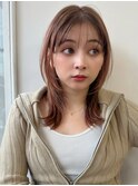 ミニウルフ小顔レイヤーチェリーブラウン髪質改善卵型美髪1