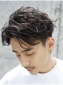 福岡天神ゆるめシャドウパーマメンズマッシュウルフカット緩め