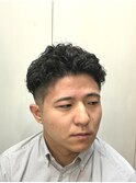 爽やかフェードカットパーマスタイル