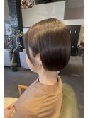 30代40代小顔ふんわり丸みボブ◎夏色透明感アッシュグレージュ