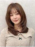 ハッシュカットミディアムレイヤーストレート表参道髪質改善