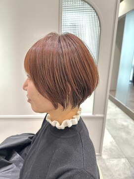 レト 梅田店(LETO) オレンジブラウンxショートボブ