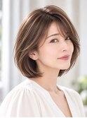 山村/小顔大人ボブパーマ/エレガントボブハイライト40代50代60代