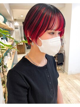 エミス バイ メルト 吉祥寺(emis by melt) 【堀惠洋平】インナーカラー アンブレラ　レッド　ブラック