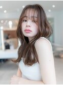 大人かわいい前髪セシルカットココアブラウンフリンジウェーブ