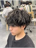 メッシュパーマ波巻きパーマハイライトカラーメンズブリーチ