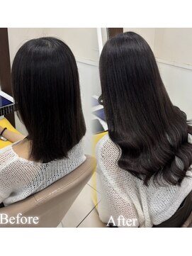 スタイル 横浜(STYLE) before/afterダークトーン黒上ロングエクステ80本/長さだし