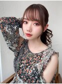 小顔薄め流し前髪顔まわりカット韓国大人可愛いポニーテール