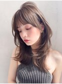 レイヤーカットハッシュカットデザインカラーアッシュベージュ