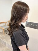 赤み消しカラーオリーブベージュ＊ゆる巻きロング透明感カラー