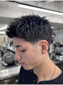 刈り上げアップバングスパイキーショートパーマスパイラルパーマ